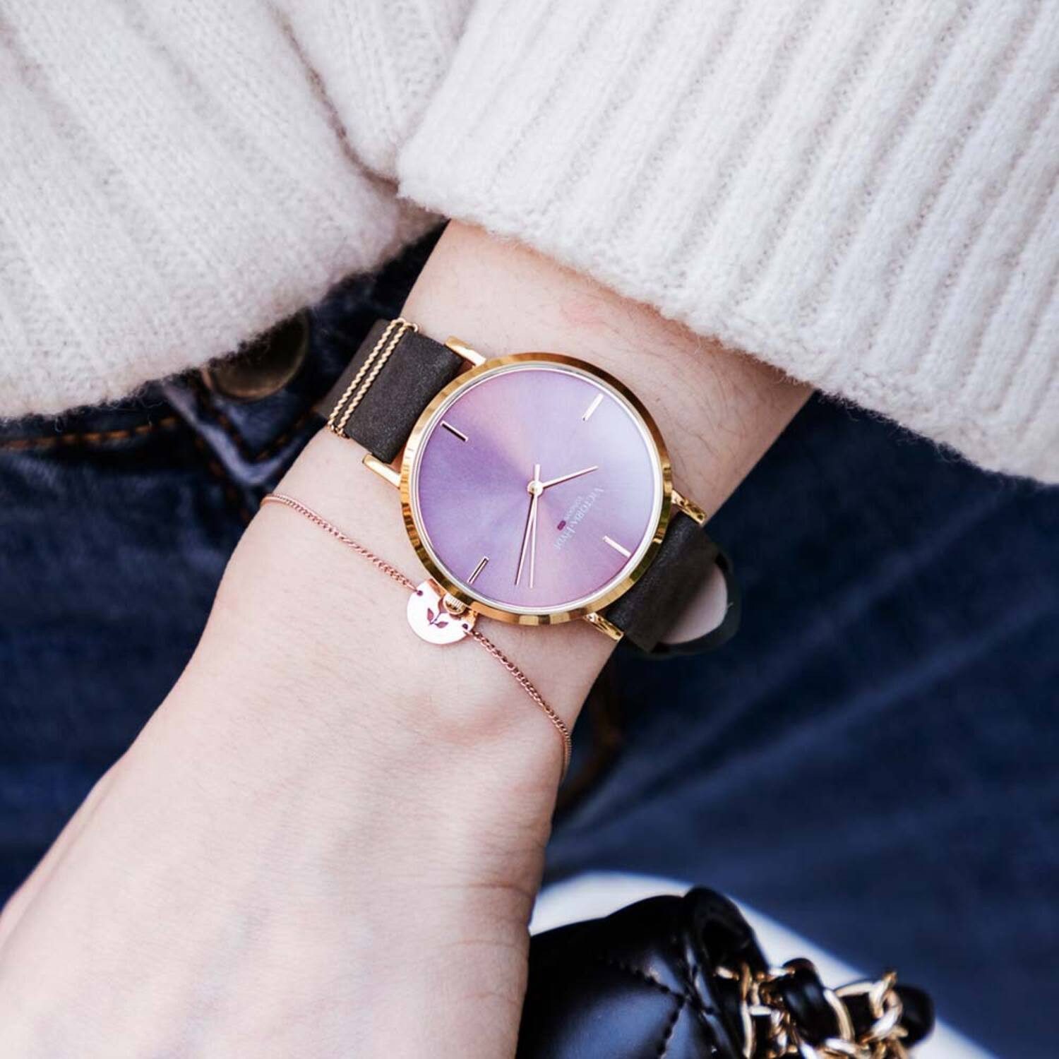 Victoria Hyde Quarzuhr Quarzuhr The Colourful Classic Edelstahl, analog, Geschenkbox Lederarmband, (1-tlg., Kein Set)