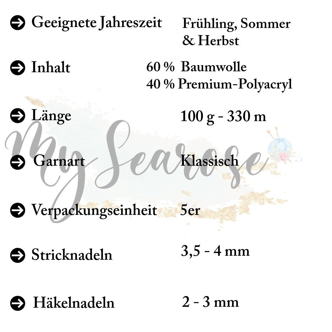 NAKO 5 x NAKO Cotton Luks Häkelwolle, 330 m