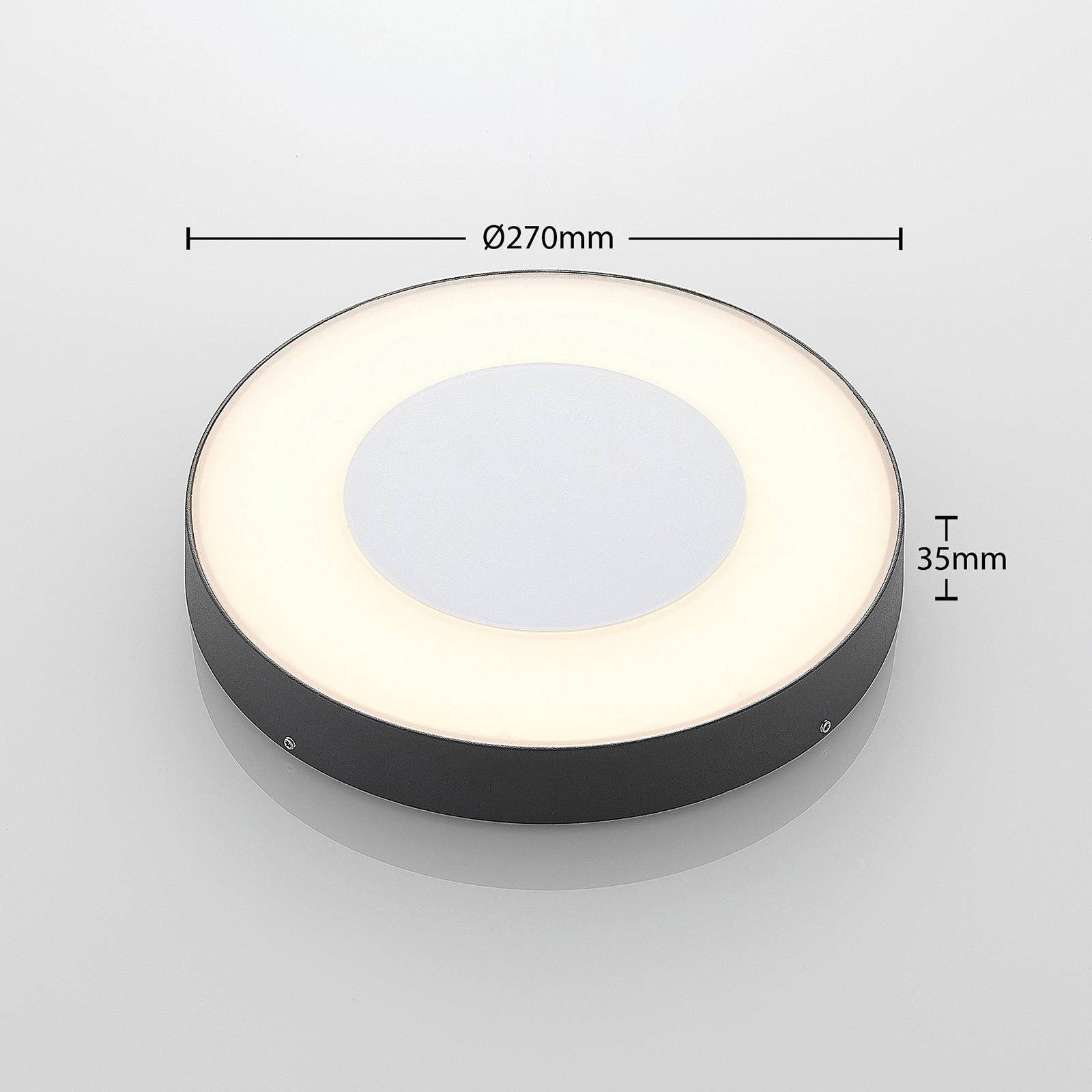 Lucande LED Außen-Deckenleuchte Sora, LED-Leuchtmittel dunkelgrau, weiß, warmweiß, Polycarbonat, flammig 1 Aluminiumdruckguss, fest verbaut, Modern