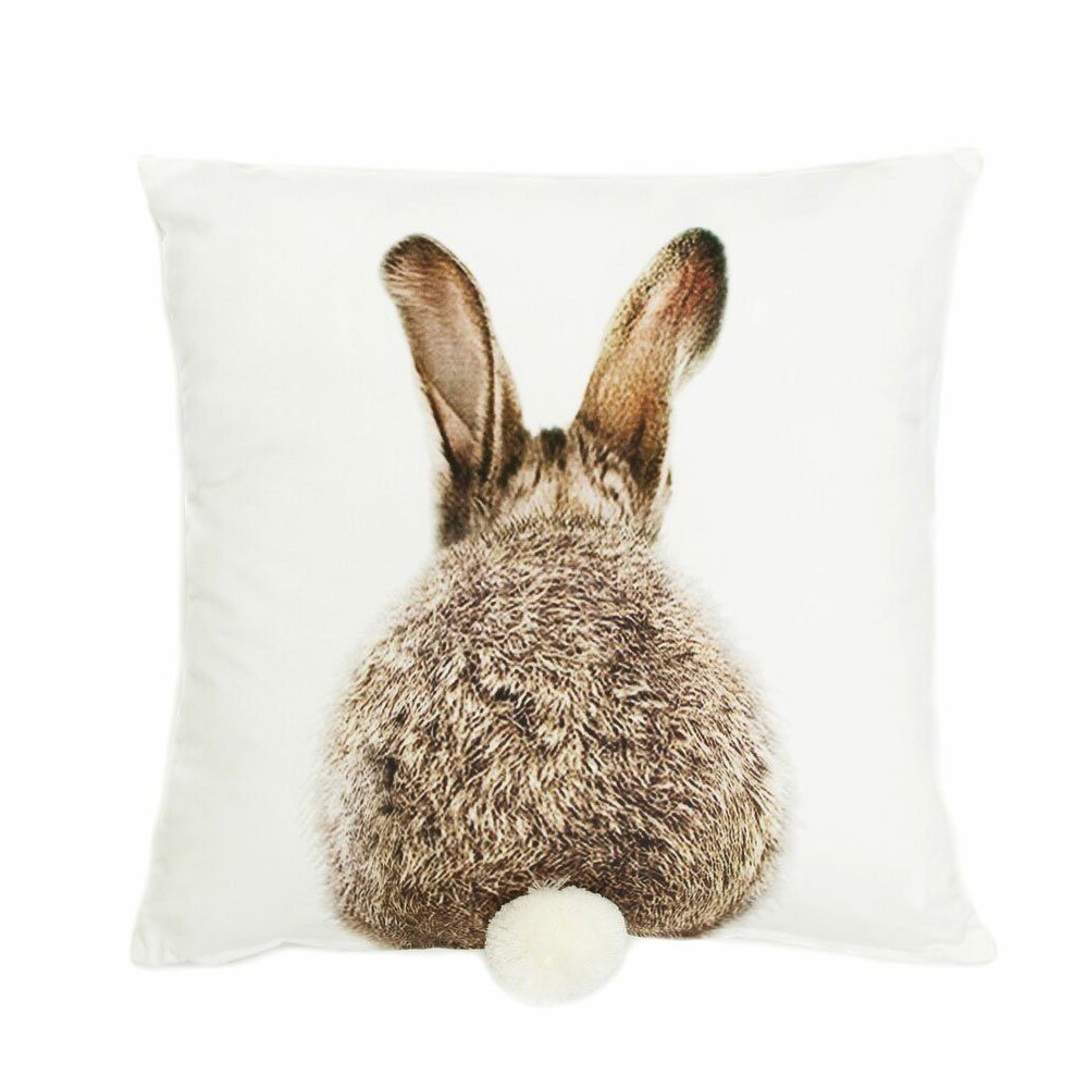 Home-trends24.de Kissenhülle Kissenhülle Hase Pompom Deko Couchkissen Meister Lampe Ostern