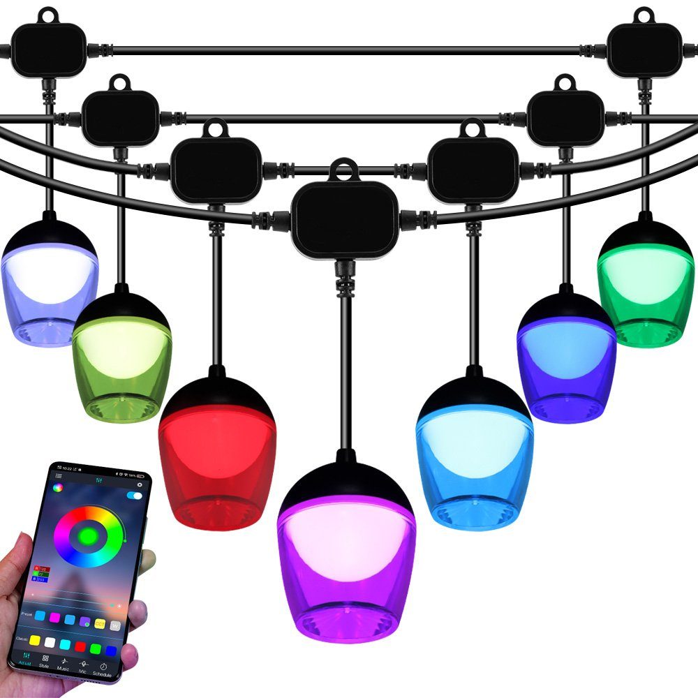 Sunicol Lichterkette 10/20M, wasserdicht, Bluetooth RGB, mit App, Musik, Timer Synchronisation
