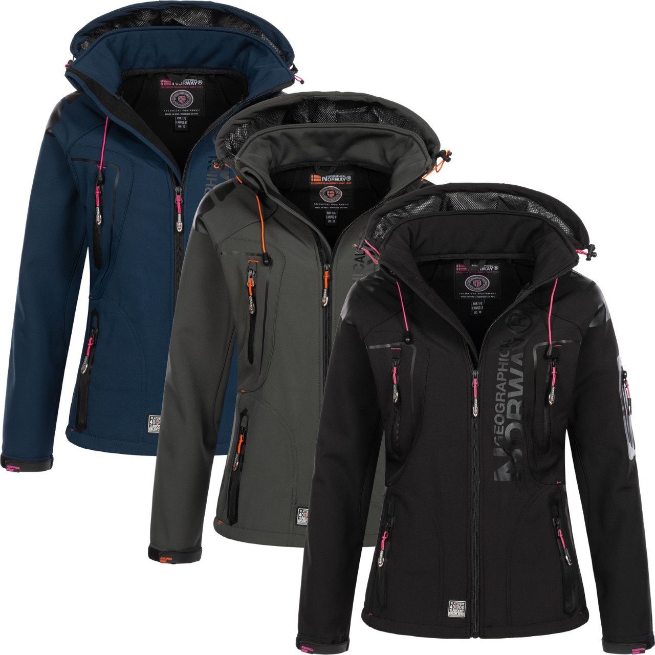 Geographical Norway Softshelljacke Damen Softshell Jacke Herbst Winter Windbreaker Übergangsjacke Regen