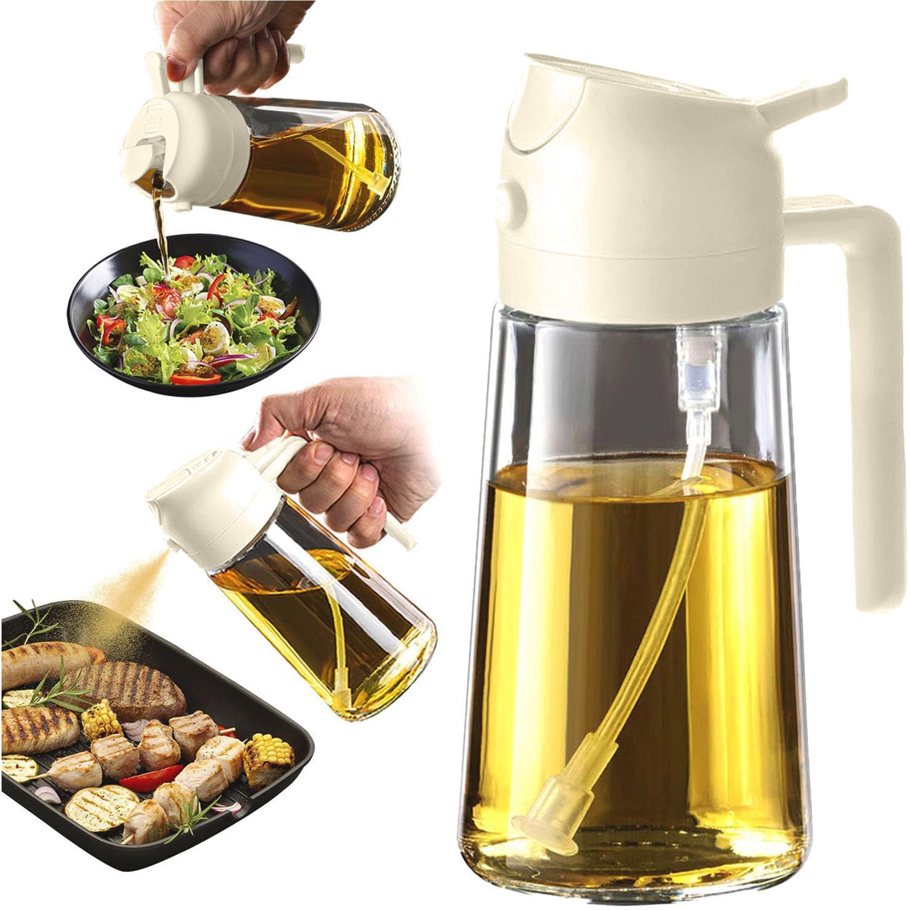 Menage 2 in 1 Ölsprüher für speiseöl, 470ml Öl Sprühflasche lebensmittelecht
