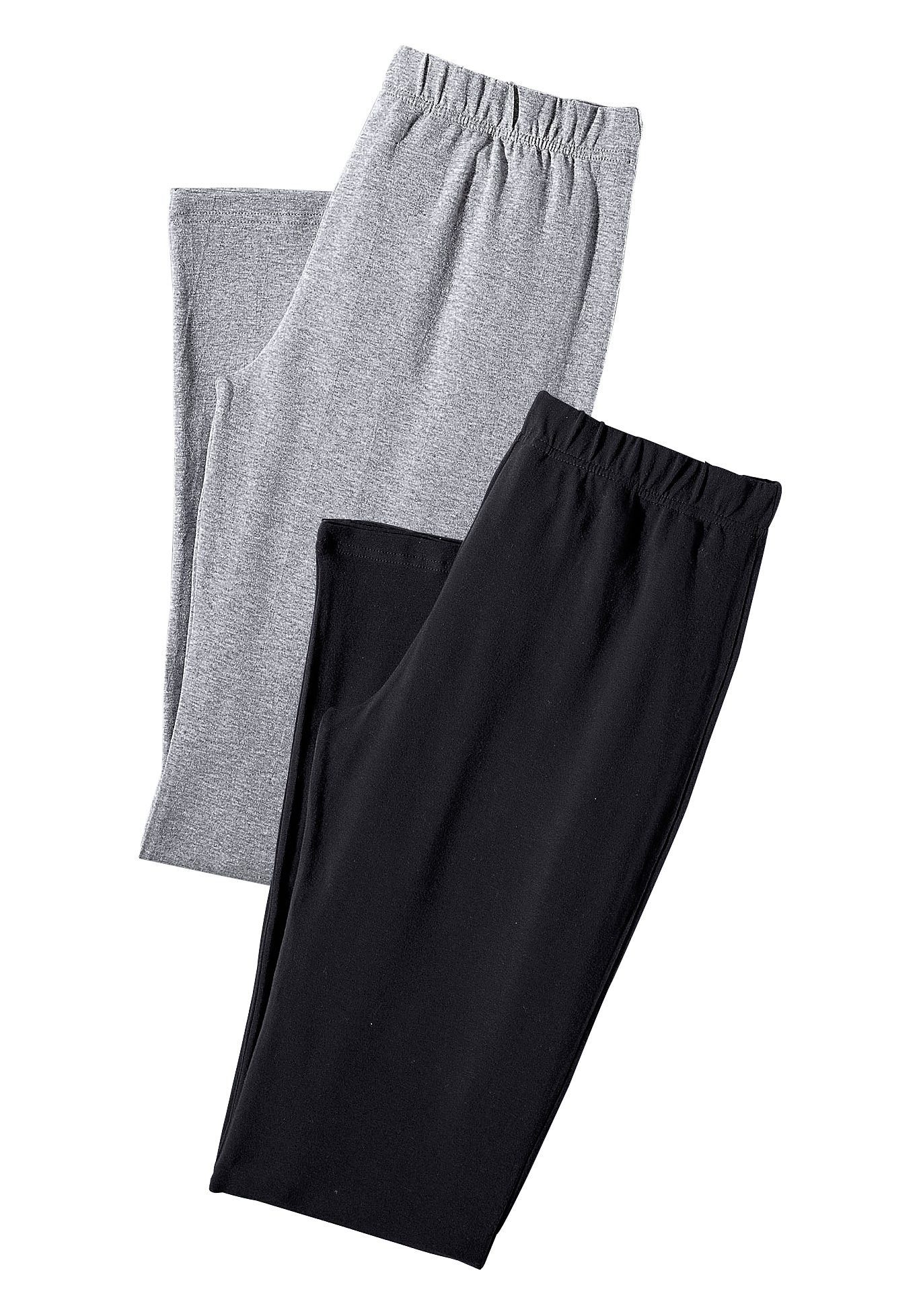 vivance Leggings schwarz (2er-Pack) mit Gummibund, hellgrau, Loungewear active