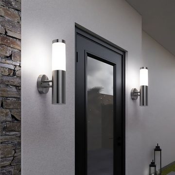 etc-shop LED Wandstrahler, Leuchtmittel inklusive, Kaltweiß, Warmweiß, Neutralweiß, Tageslichtweiß, Farbwechsel, Wand Außen Leuchte Edelstahl Garten Alexa Lampe steuerbar per Handy