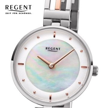 Regent Quarzuhr Regent Damen Uhr F-1147 Metall Armband-Uhr, Damen Armbanduhr rund, klein (ca. 28mm), Metallarmband