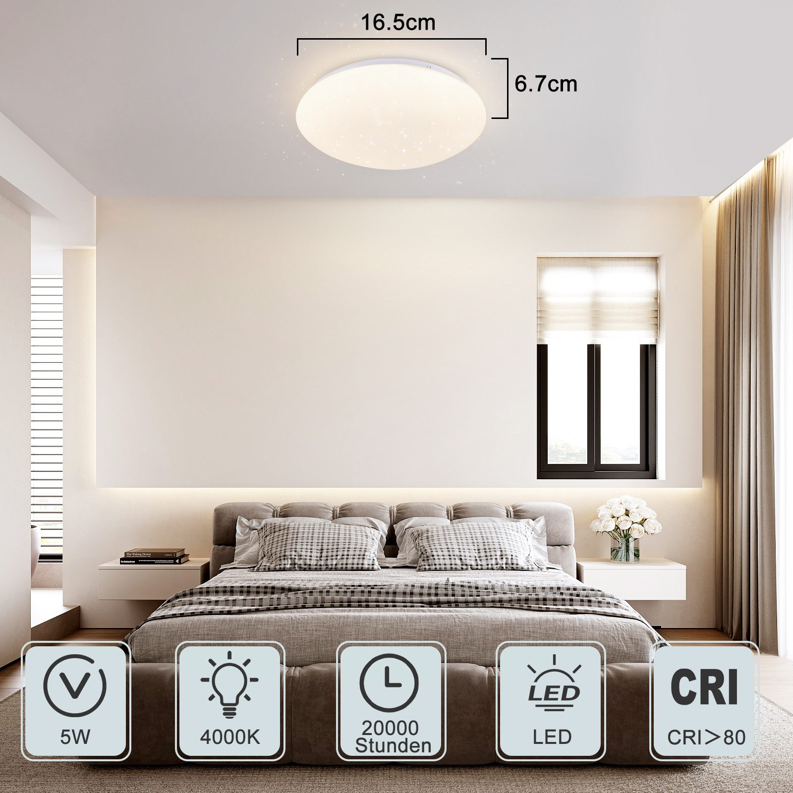 ZMH Deckenleuchte Wohnzimmer Ø16.5CM Rund 5W günstig online kaufen