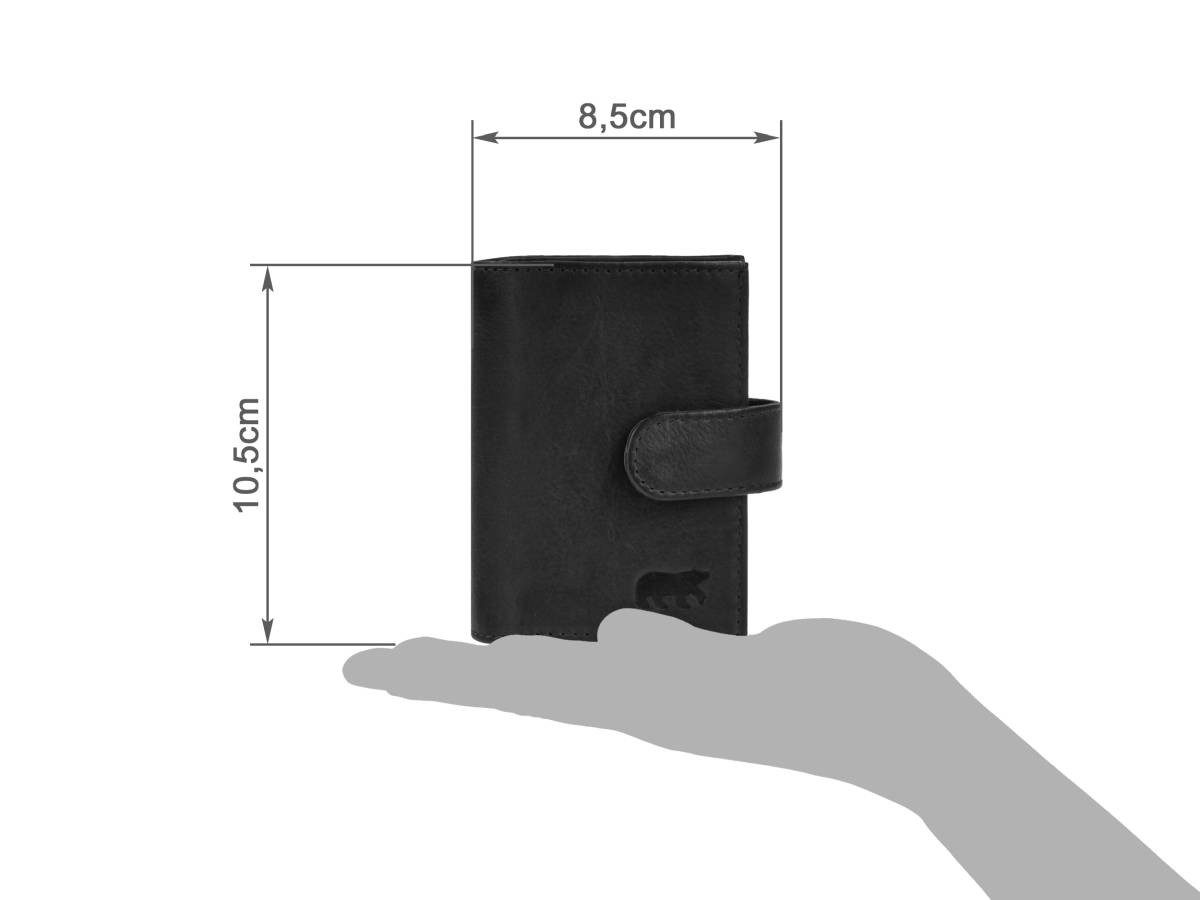 Bear Design Geldbörse Karten Portemonnaie Leder 8x10cm für 12 Karten mit RFID Schutz, Kartenbörse, Kartenetui, Lederbörse mit Scheinfach und Münzfach