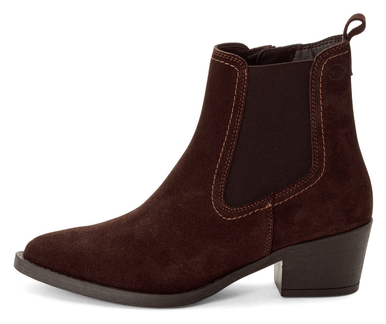 Tamaris Chelseaboots, Blockabsatz, Cowboy Stiefelette, Westernstiefelette mit Gummizug