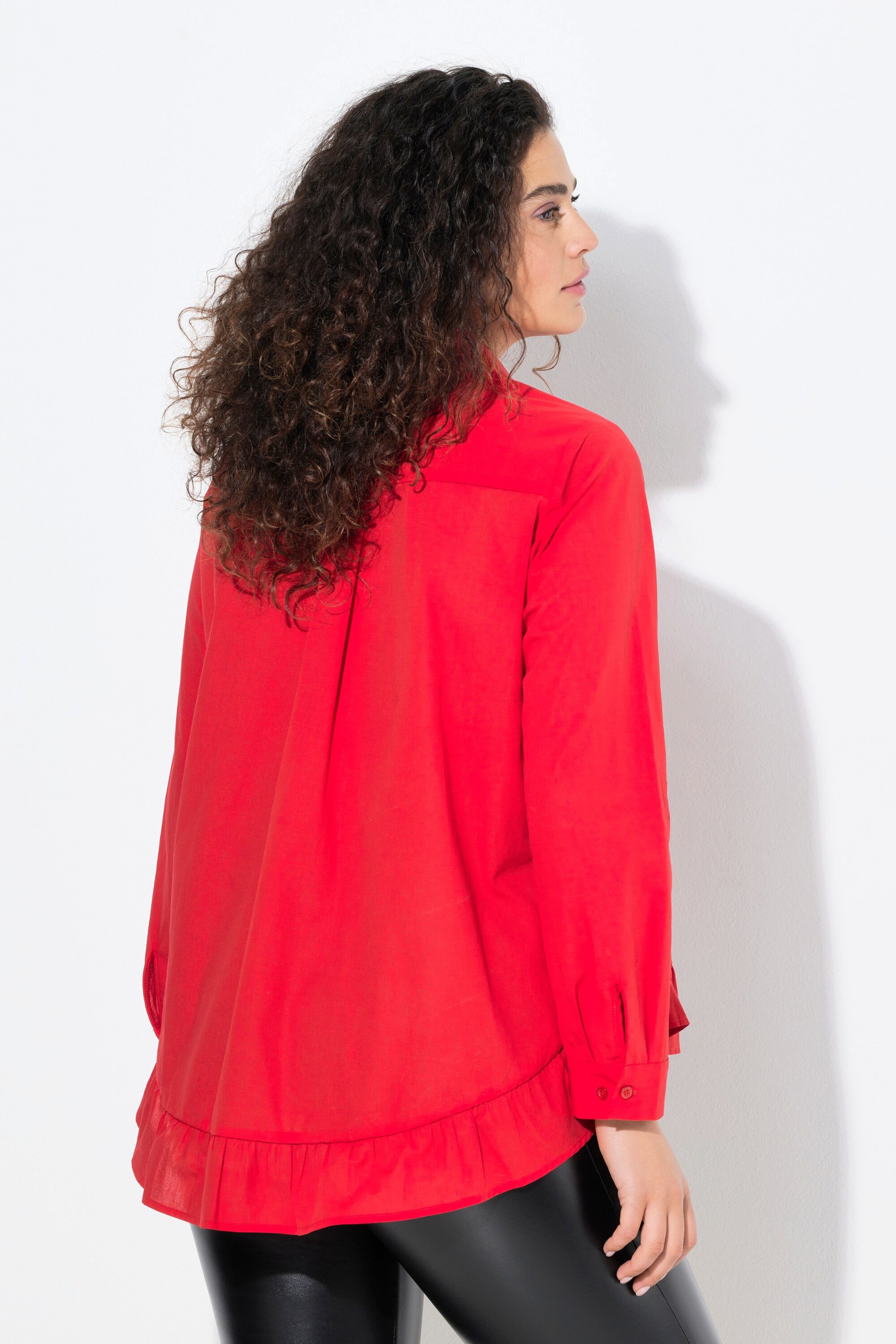 Ulla Popken Hemdbluse Bluse Volantsaum A-Linie Hemdkragen Langarm – Bild 3 von 4
