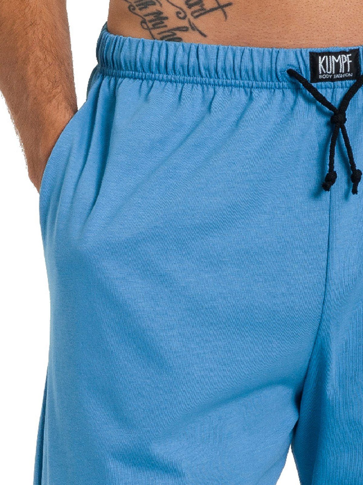 KUMPF Loungehose Cotton Markenqualität (Stück, Herren hohe 1-tlg) Pyjamahose horizont Bio
