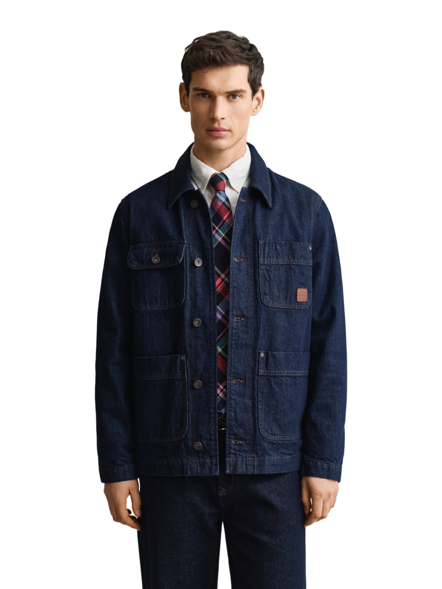 Gant Jeansjacke blau,Casual,Bio-Baumwolle,Unifarben,Button Down,Lang,Regular Fit