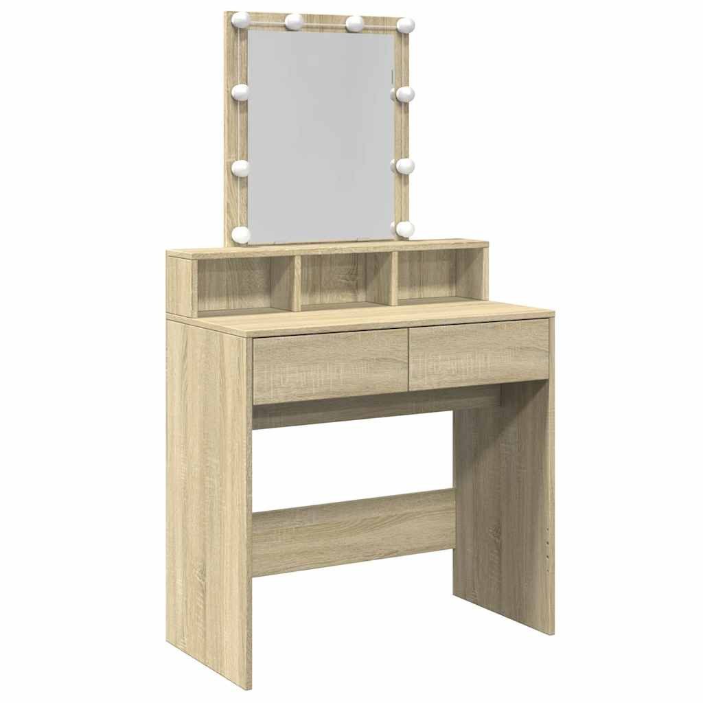 vidaXL Schminktisch Schminktisch mit LED-Beleuchtung Sonoma-Eiche 80x41x144,5 cm (1-St)