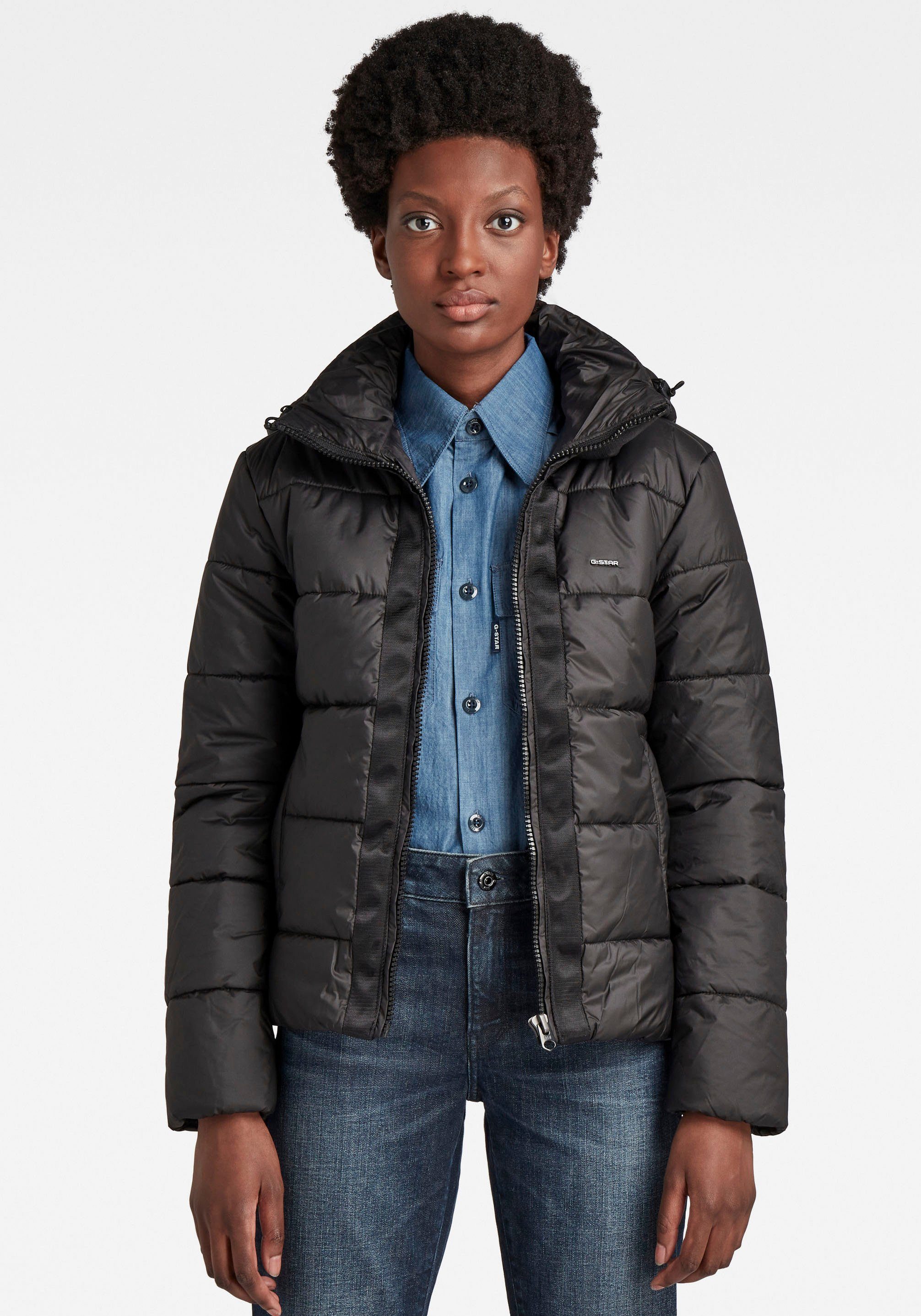 G-Star RAW und Steppjacke Kordelzug abnehmbarer Meefic jacket mit black Kapuze, Kinnschutz dark hdd pdd