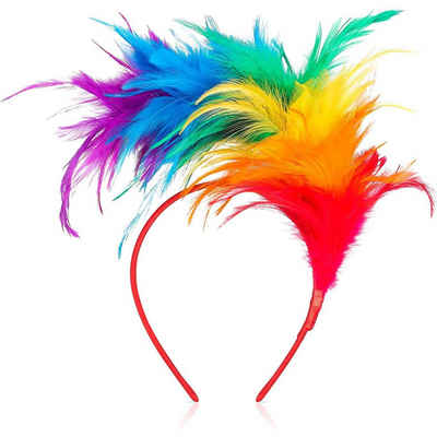 longziming Haarband »20er Jahre Feder Haarreif Kostüm Haarband, Hochzeit Kopfbedeckung Vinatge Party Kostüm Accessoires, für Karneval Fasching Stirnband Damen- Regenbogenfarbe«, 1-tlg.