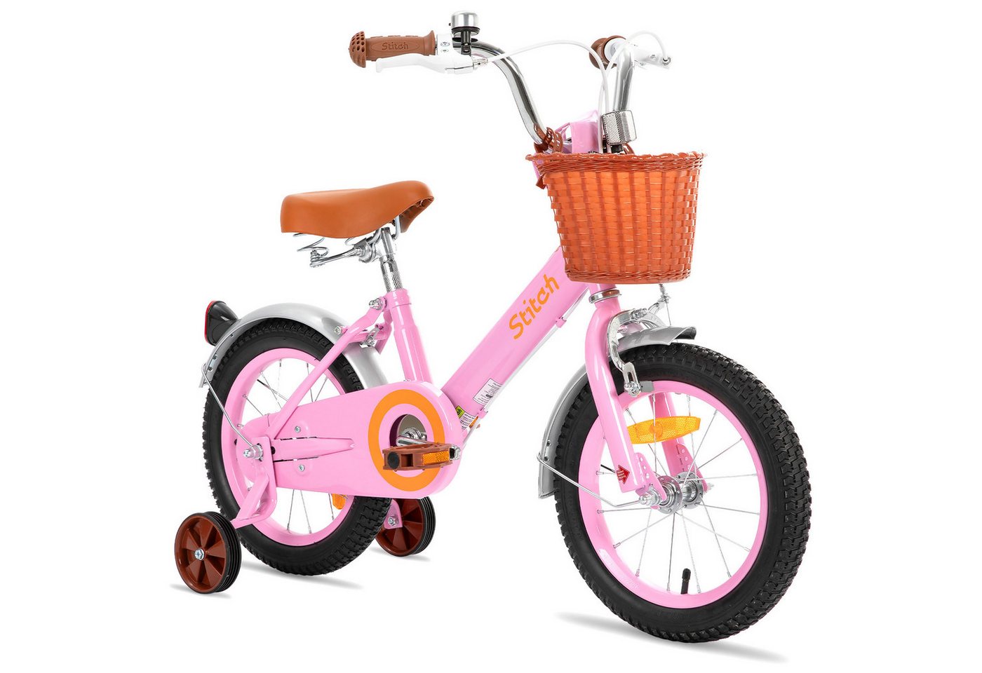 JOYSTAR Kinderfahrrad Vintage 12 14 16 18 Zoll Kinderfahrrad für 2-9 jährige Mädchen, mit Stützrädern, Kotflügel, Korb, Fahrradklingel, Reflektorplatte