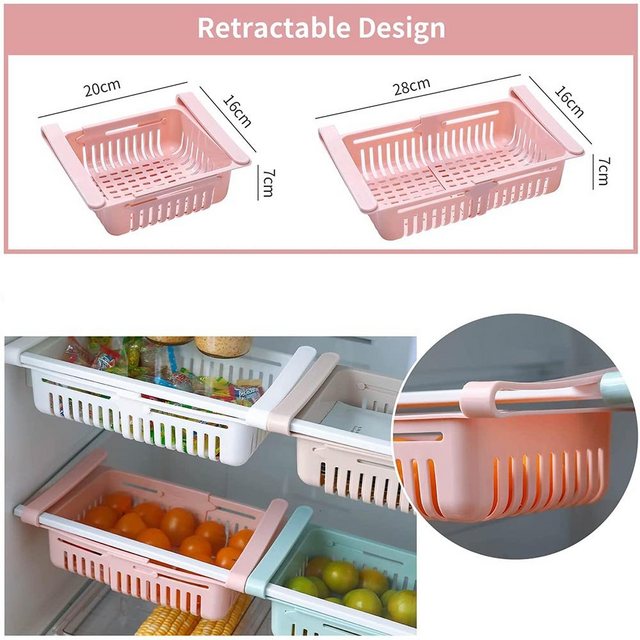 BEARSU Schubladenbox “kühlschrank Schubladen, Einstellbare Lagerregal Kühlschrank Partition Layer Organizer, Ausziehbare Kühlschrank Schublade Organizer Kühlschrank Aufbewahrungsbox (2 Stück)”