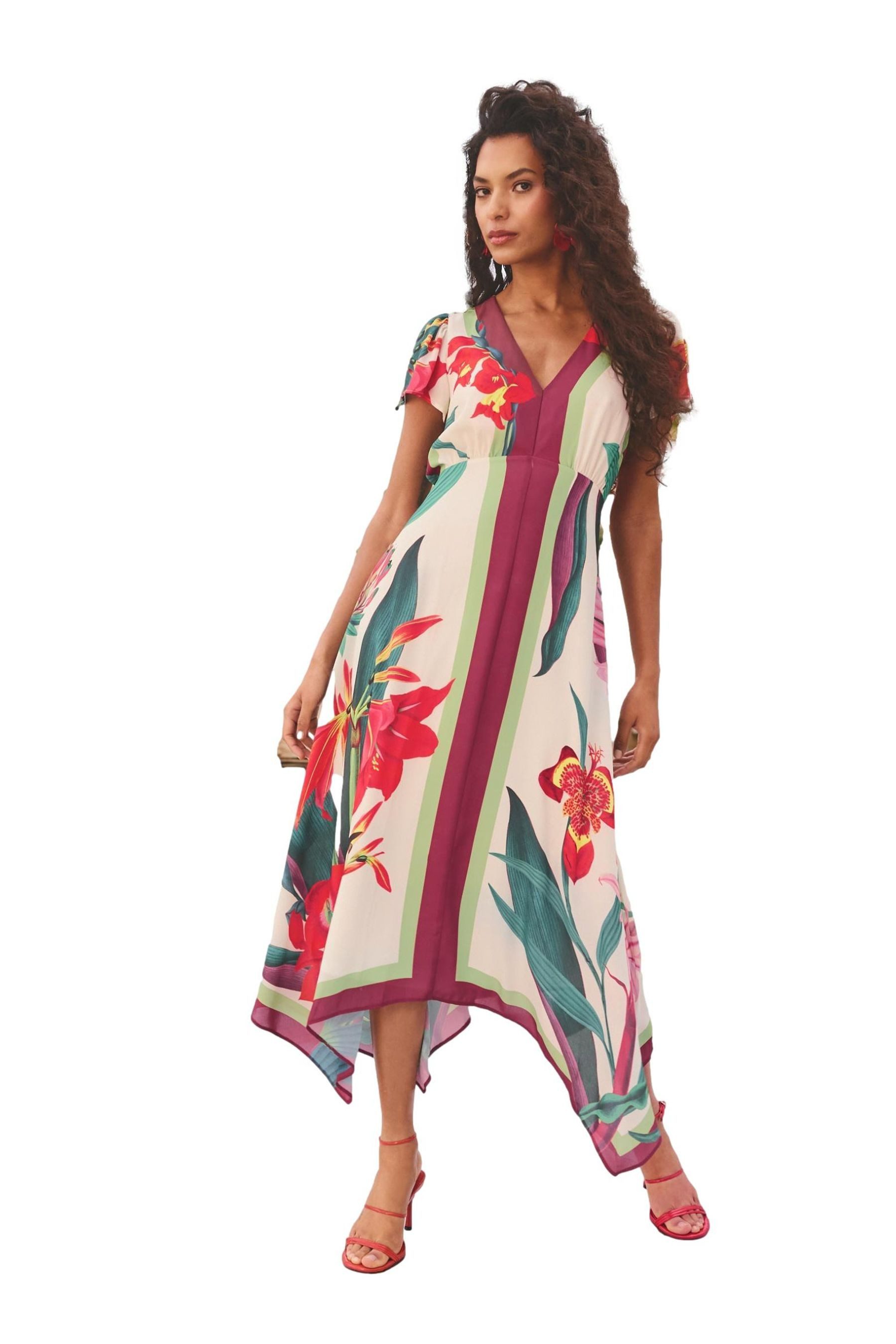 Blusenkleid Love & Roses Midikleid mit Zipfelsaum, Regular