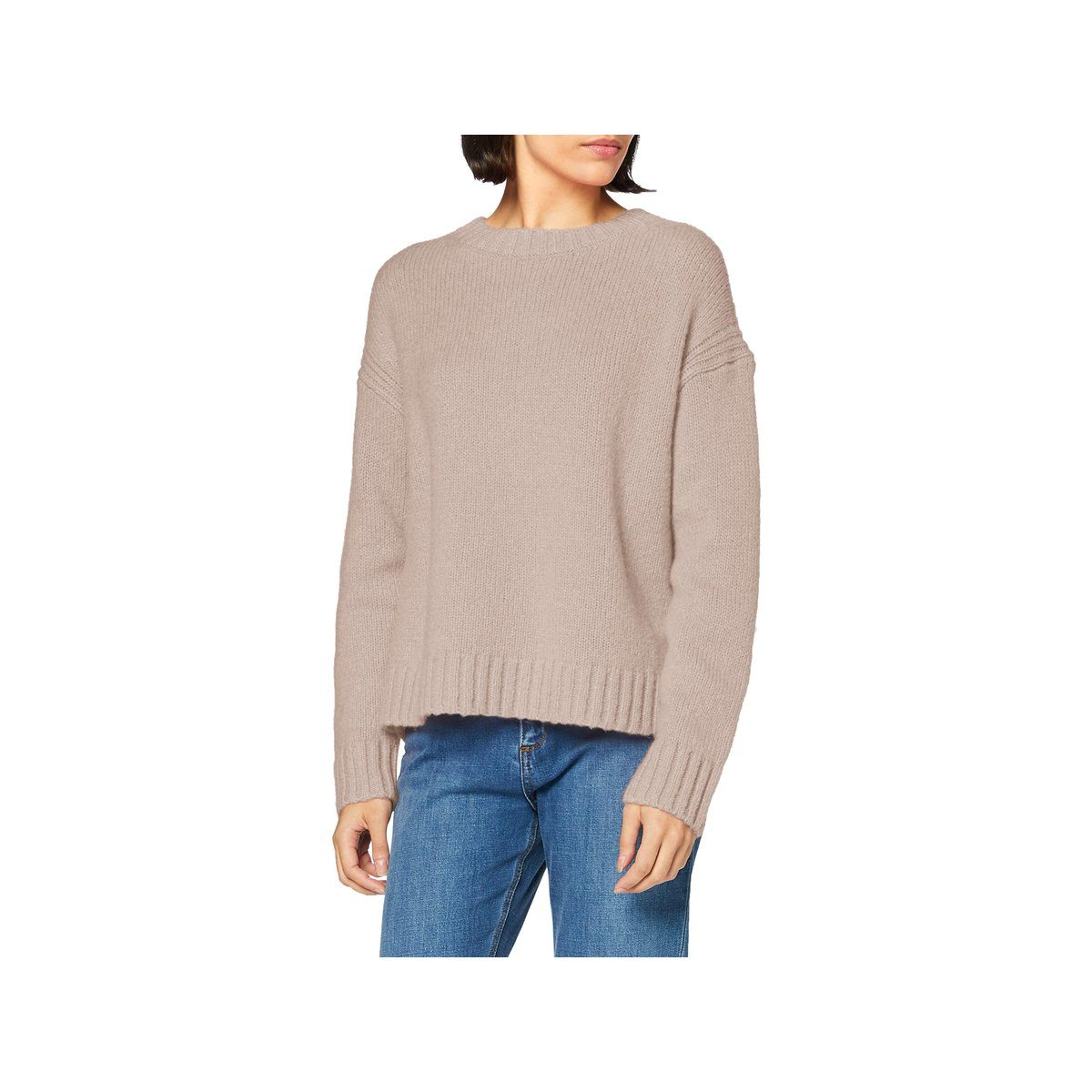 Marc O'Polo Longpullover taupe gerade (1-tlg)