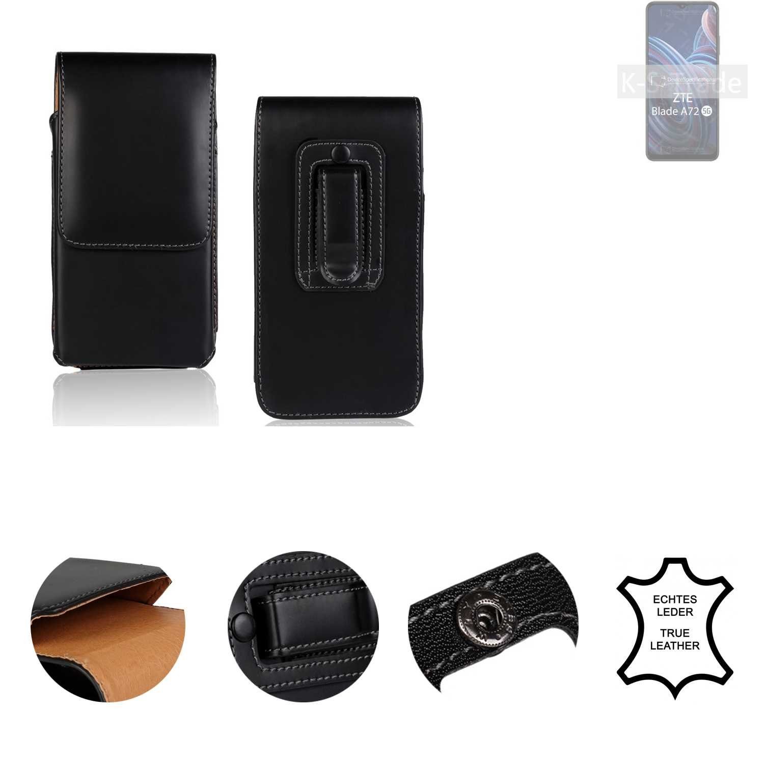 K-S-Trade Handyhülle für ZTE Blade A72 5G, Holster Gürteltasche Handy Hülle Schutzhülle Handyhülle Leder
