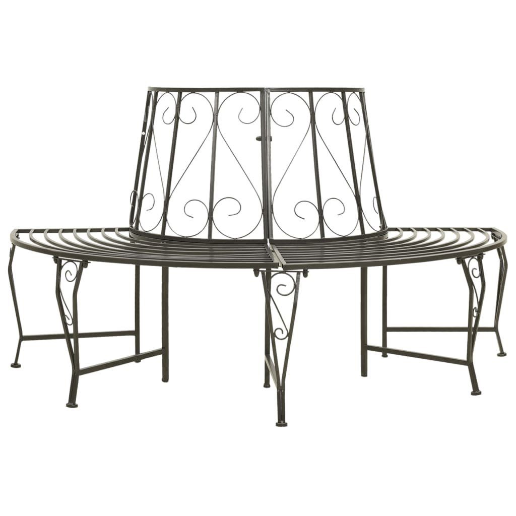 vidaXL Gartenbank Baumbank Halbrund 160 cm Stahl (1-St)