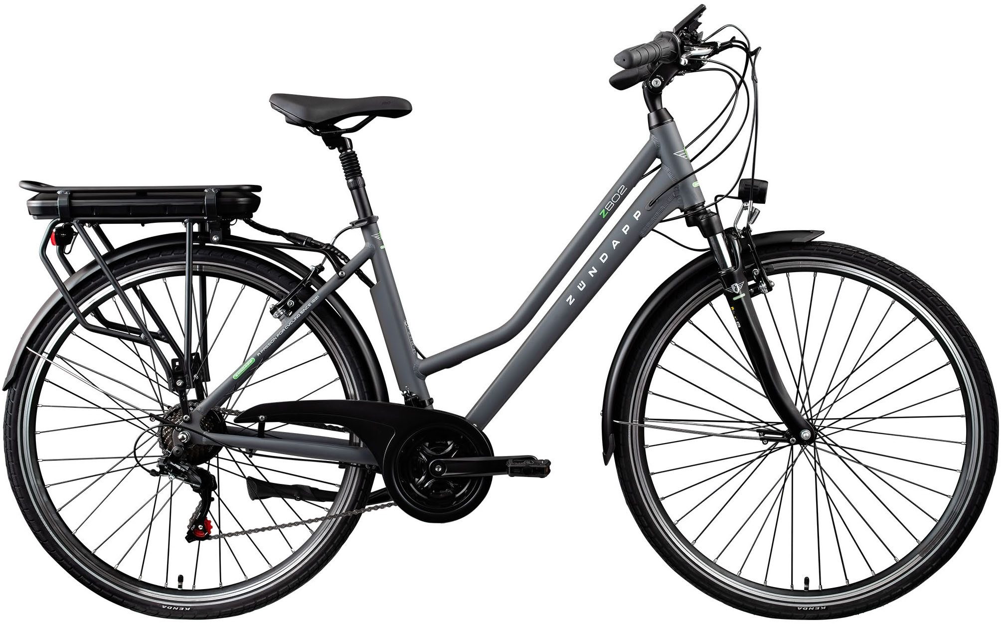 Zündapp E-Bike Trekkingrad Z802 Damen, 21 Gang Shimano Altus RD-M310 Schaltwerk, Kettenschaltung, Heckmotor, 374 Wh, Pedelec, Elektrofahrrad für Damen