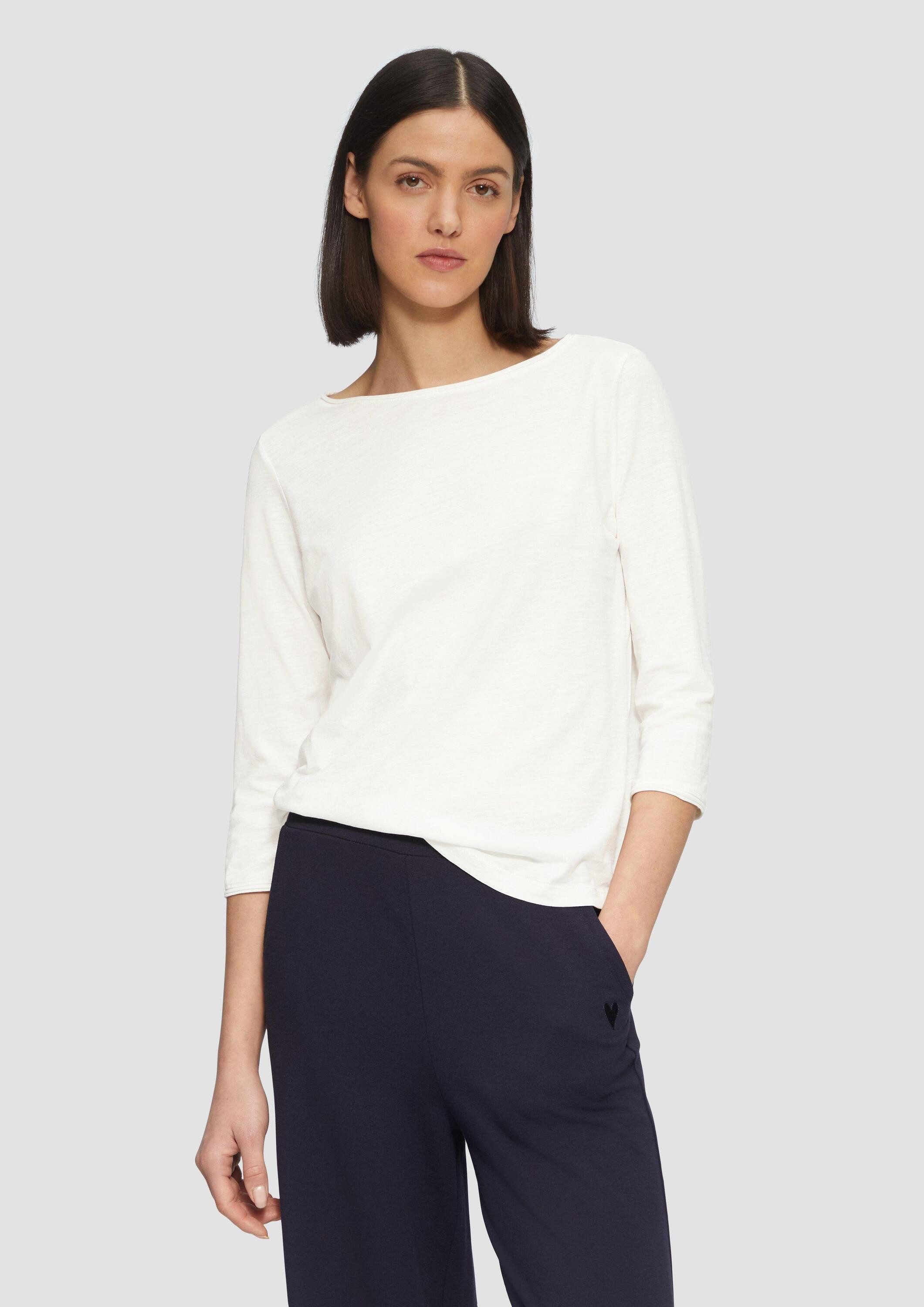 s.Oliver 3/4-Arm-Shirt T-Shirt Shirt mit Flammgarnstruktur und 3/4-Ärmeln günstig online kaufen