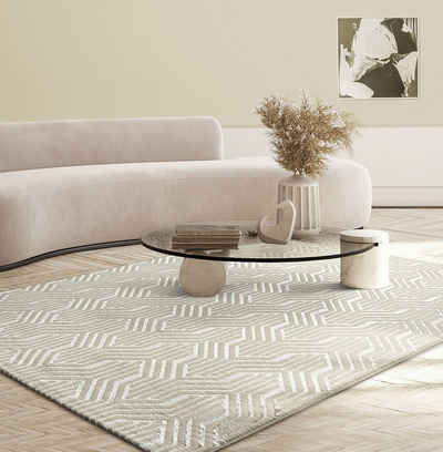 Teppich Mila moderner Teppich, geometrischem Muster, the carpet, Rechteck, Höhe: 8 mm, Kurzflor, Wohnzimmer, Schlafzimmer, Modern, Glanzeffekt
