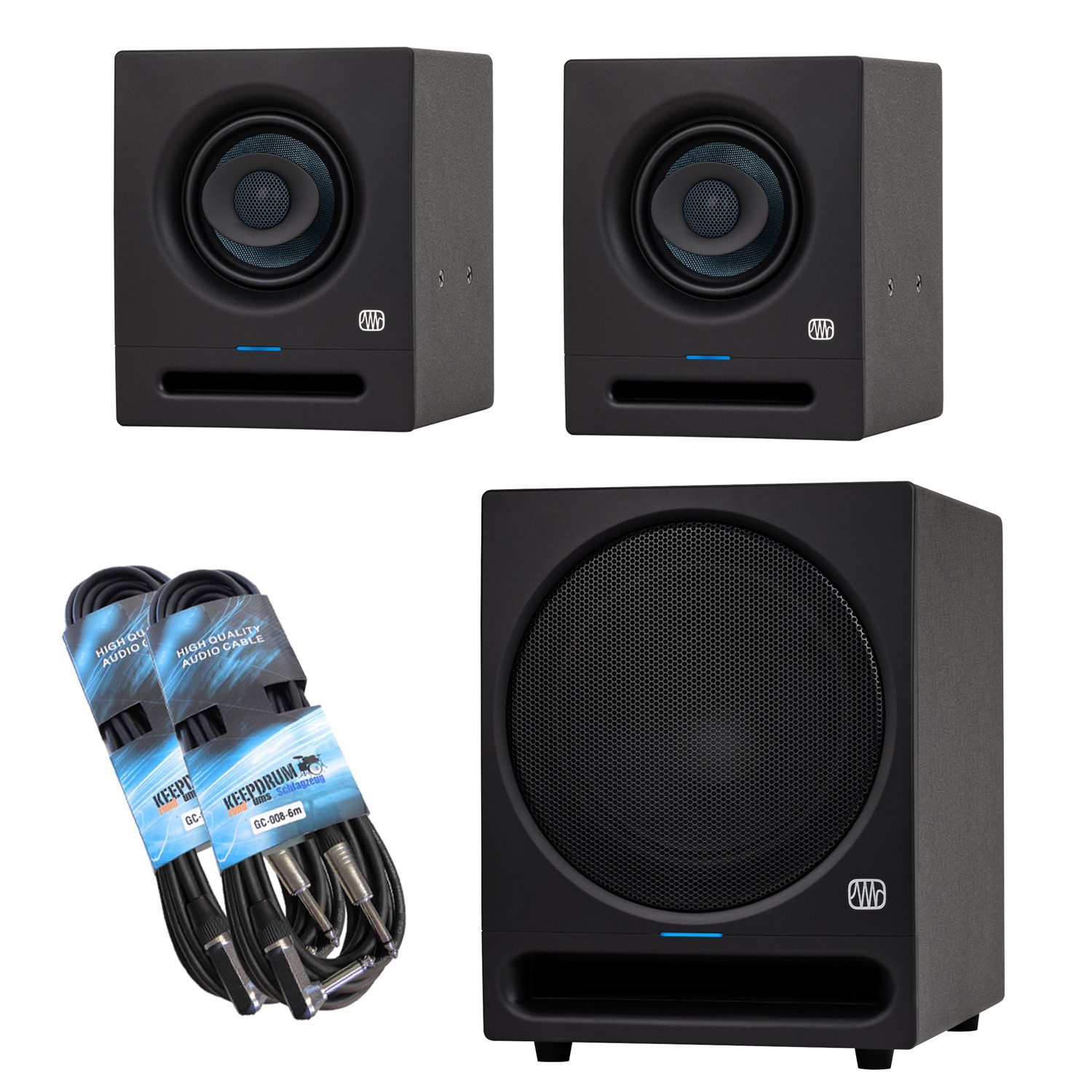 Presonus Studio-Monitor Eris Pro 4 1 Paar mit Subwoofer und 2x Kabel Lautsprecher