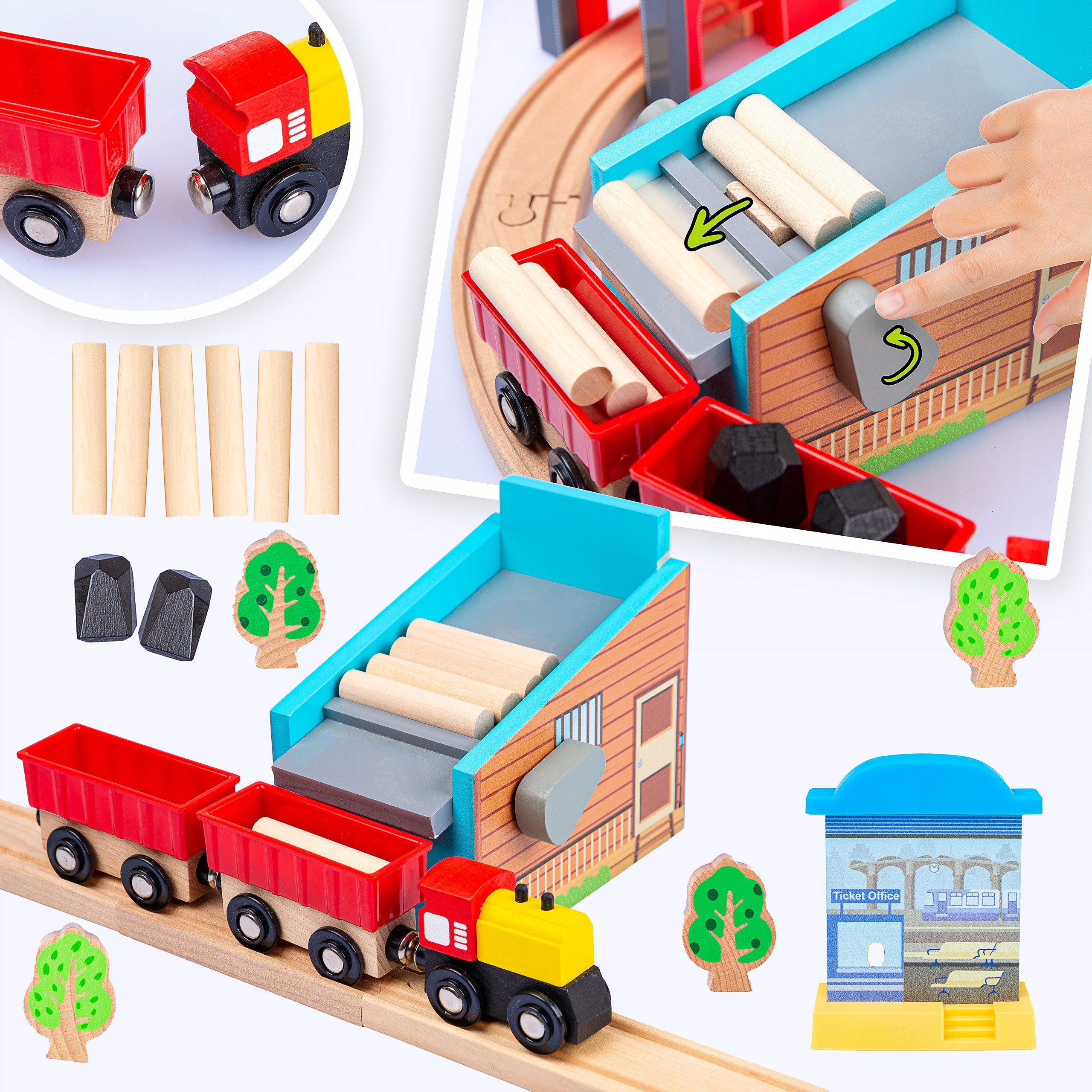 Green Series Spielzeug-Zug Holzeisenbahn Set – Kreativer Spielspaß – Lernspielzeug für Kinder, (Set)