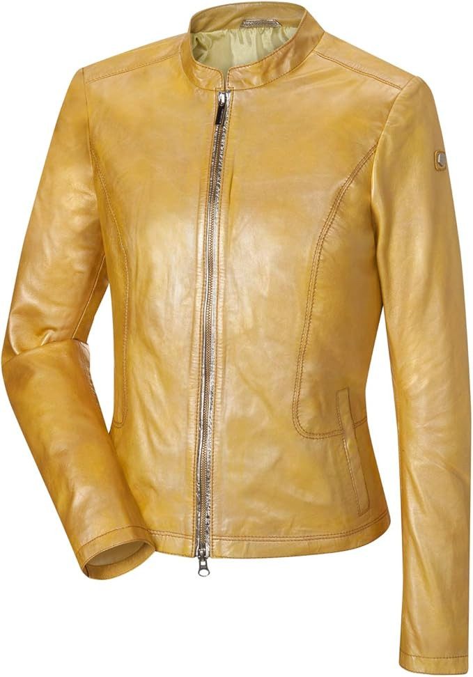 Milestone Lederjacke Desi Premium Lammnappa-Leder im edlen Metallic-Finish