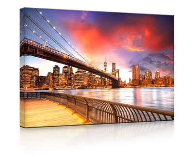 lightbox-multicolor LED-Bild Brooklyn Bridge Park New York fully lighted / 60x40cm, Leuchtbild mit Fernbedienung