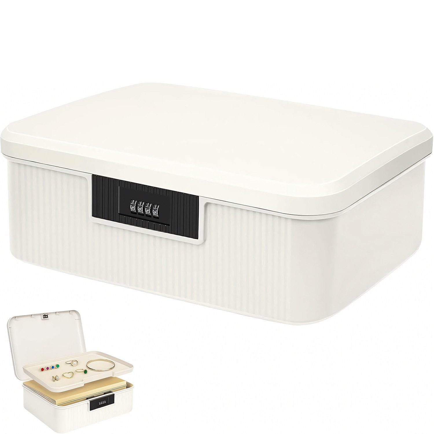 SURFOU Organizer 16 L Medikamenten Aufbewahrung 2 Schicht Abschließbare Box Medizinbox (für Medikamente, Süßigkeiten, Wertsachen), Aufbewahrungsbox mit Zahlenschloss Klein Abschließbar Medikamentenbox