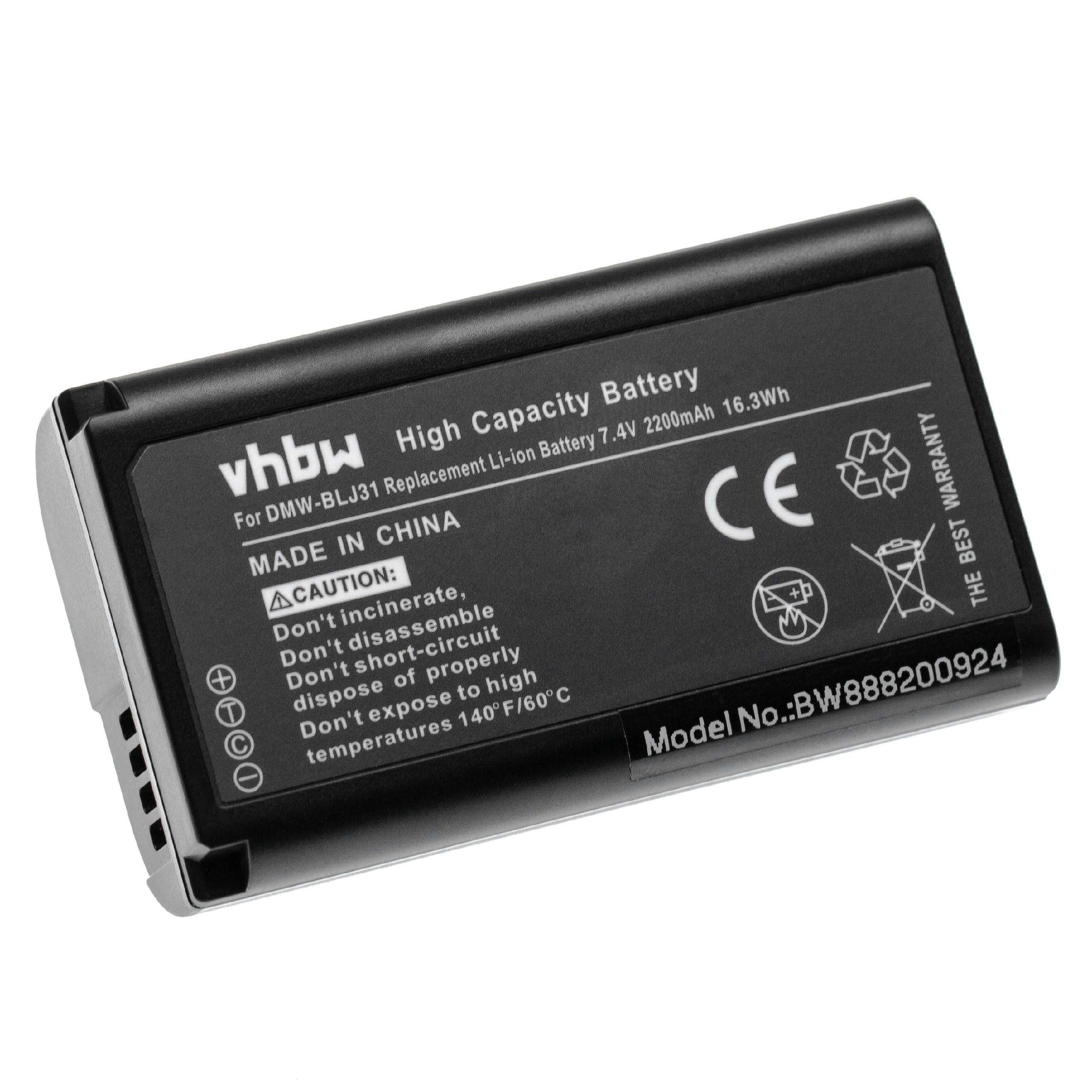 vhbw kompatibel mit Panasonic Lumix DC-S1, DC-S1H, S1R, DC-S1R, S1 Kamera-Akku Li-Ion 2200 mAh (7,4 V)