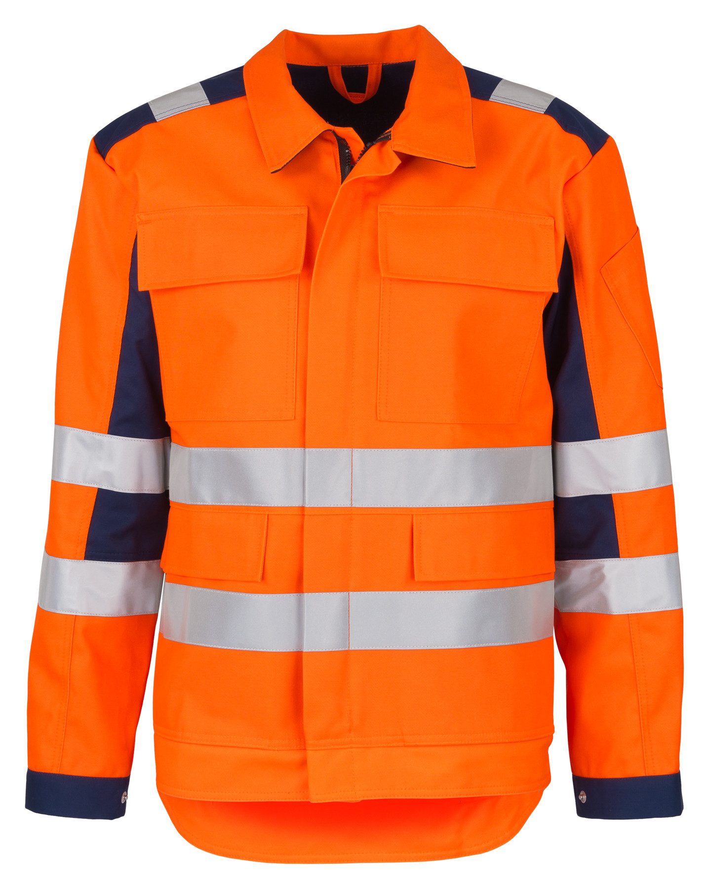 BEB Arbeitsjacke beb HANDWERK Herren Bundjacke WARNSCHUTZ Baumwollmix Orange/Marine