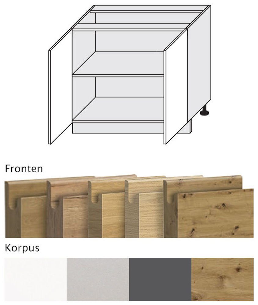 Feldmann-Wohnen grifflos 2-türig Front- Pembroke Arezzo Korpusfarbe Unterschrank und 90cm wählbar