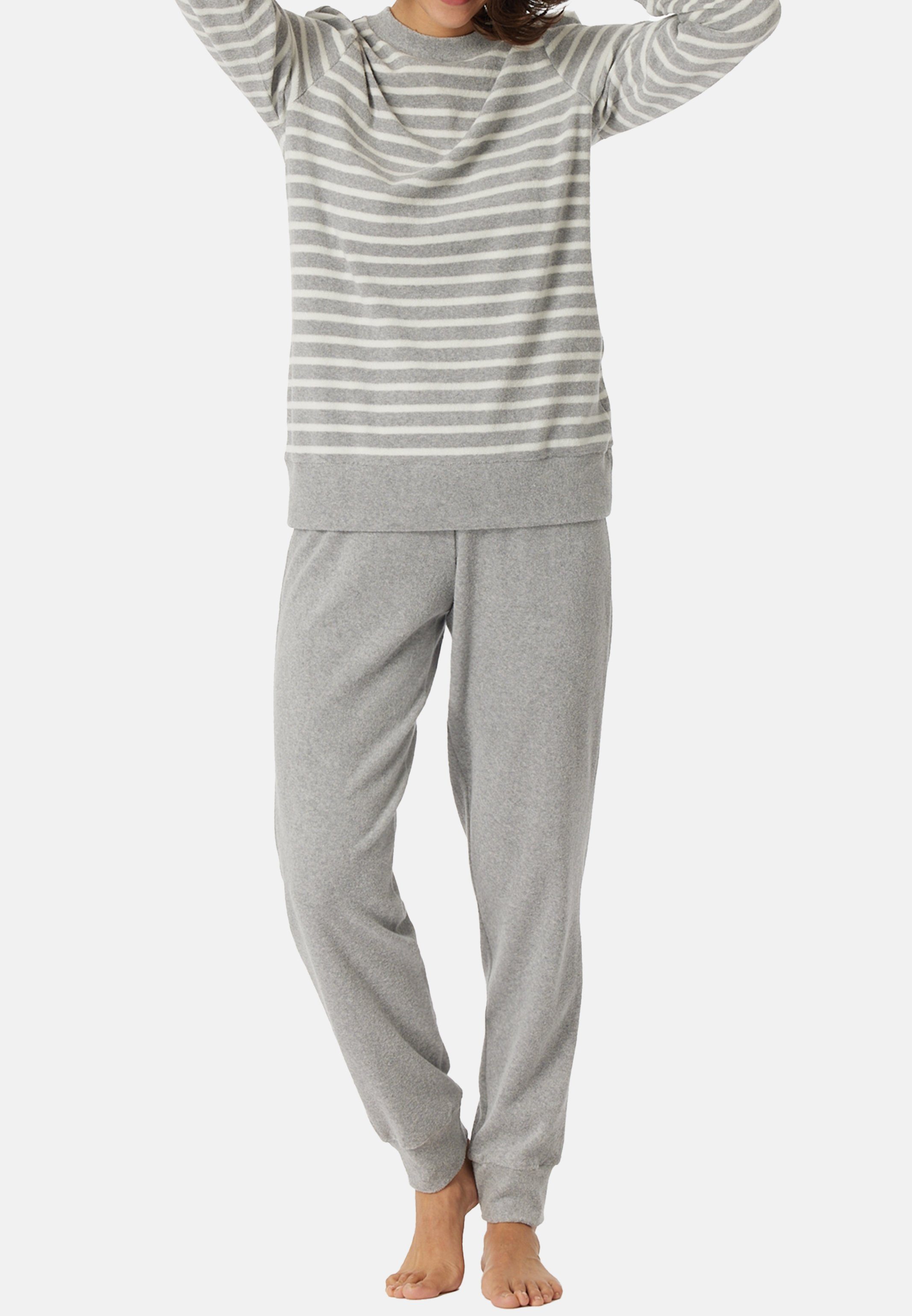 2 (Set, Melange Pyjama Schiesser Essentials Baumwolle Schlafanzug - Casual - tlg) Grau