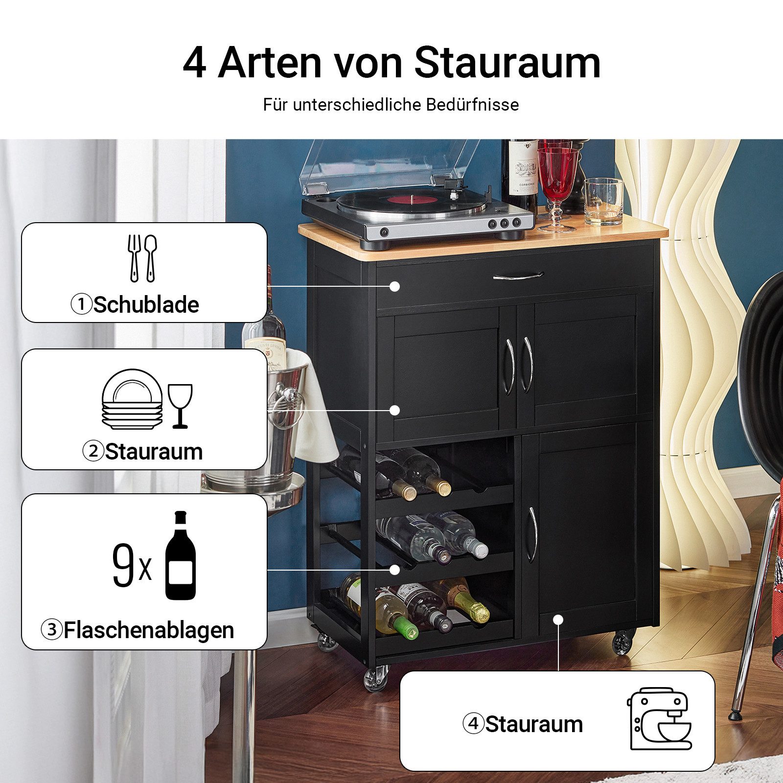 SoBuy Küchenwagen FKW45, Küchenwagen auf Rollen, Kücheninsel, Küchenregal, günstig online kaufen