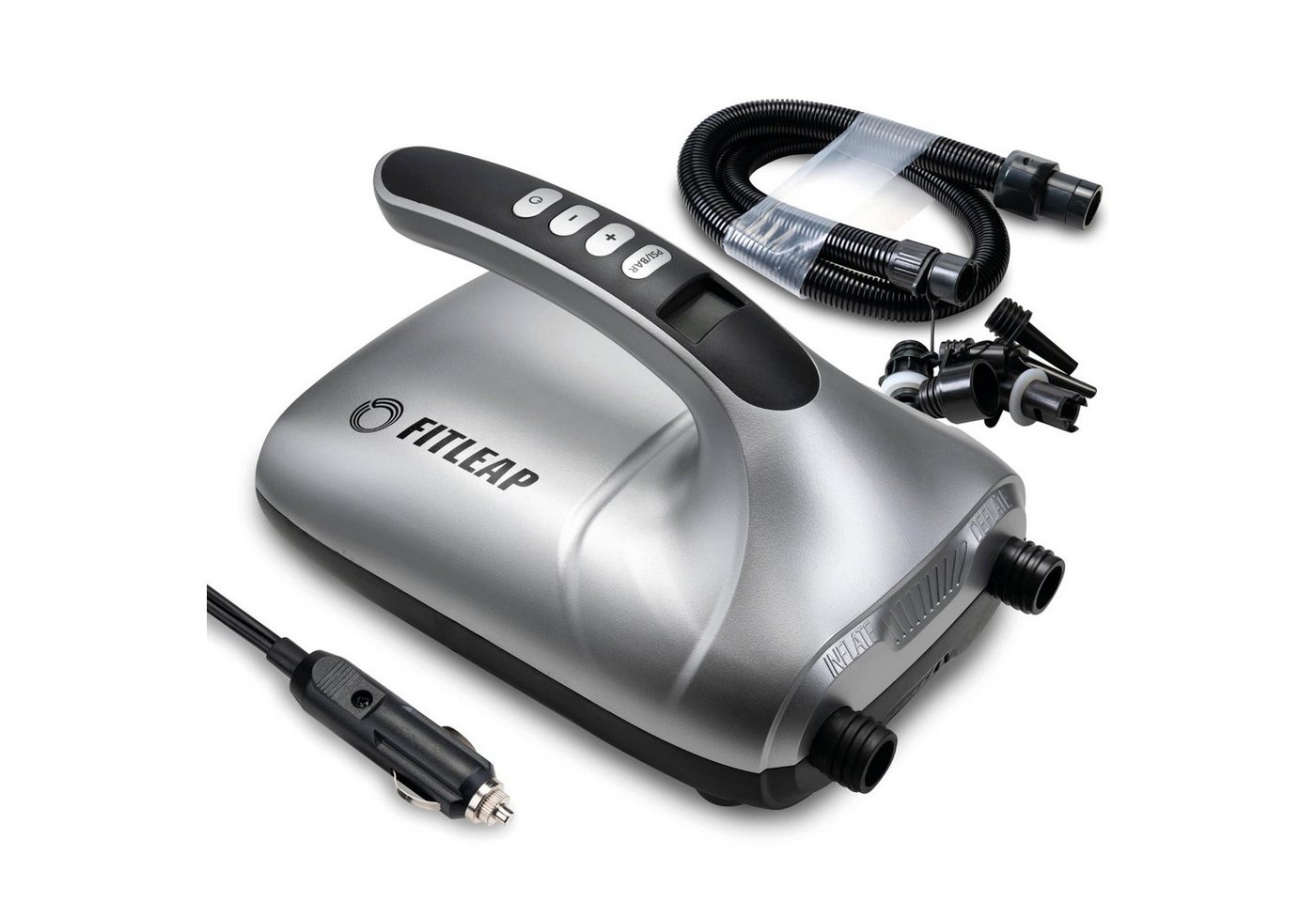 Fitleap SUP-Pumpe Elektrisch 20 PSI, Elektrische Pumpe für SUP Board, 12V Pumpe, 2-in-1…, Robustes Material, Komplettes SUP-Set, stabil, Leicht transportierbar