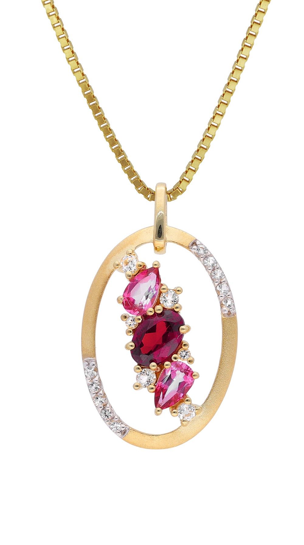 Kette mit Anhänger Damen-925 Silber Vergoldet mit Farbsteinen