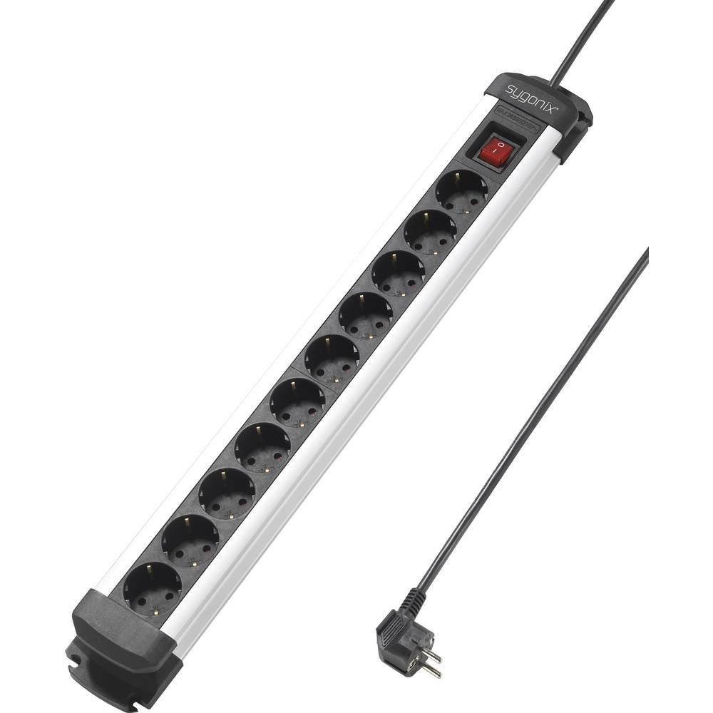 Sygonix 10-fach-Steckdosenleiste mit Aluprofil SY-4538266 Steckdosenleiste, mit Schalter