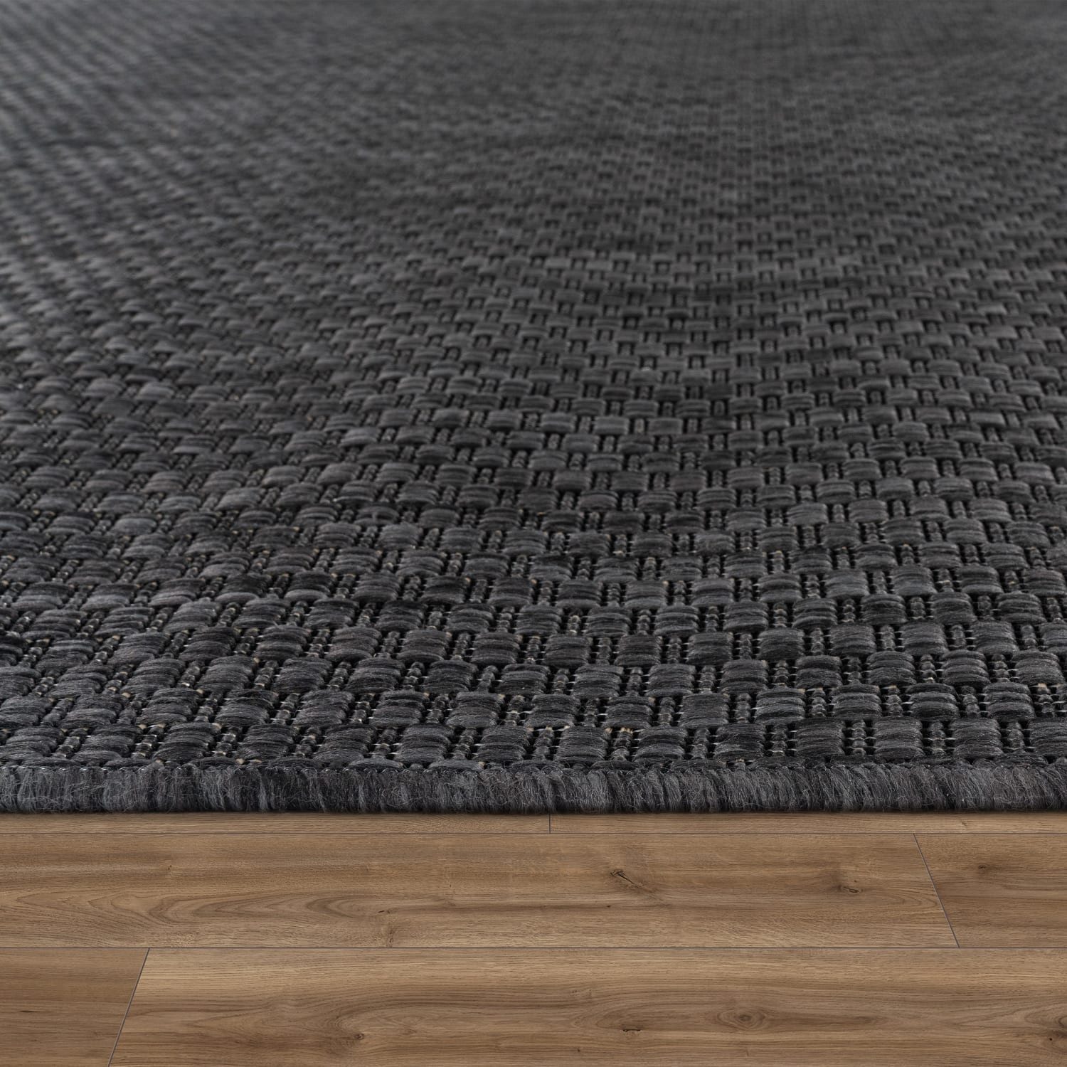 KADIMA DESIGN Teppich Unifarben Wohnzimmer schmutzabweisend Teppich Kurzflor, Quadrat, Höhe: 4 mm, 100% Polypropylen, Rücken aus Polypropylen, Quadrat, 150Scm, Anthrazit
