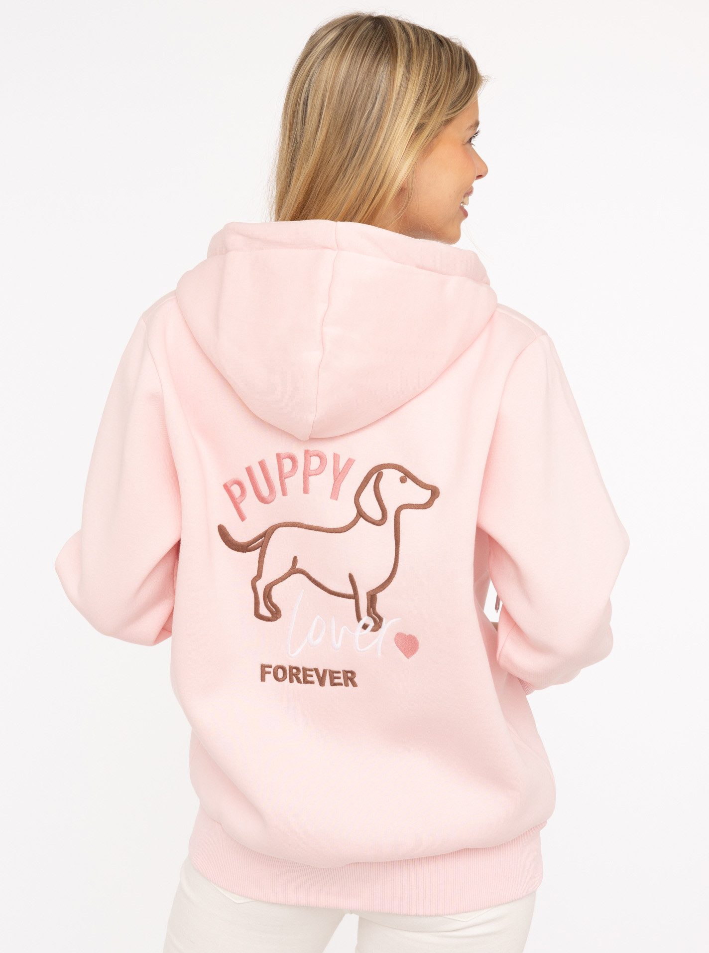 Zwillingsherz Sweatjacke "Puppy Lover Forever" Kapuze, Langarm, Reißverschluss, modisch, Kordelzug