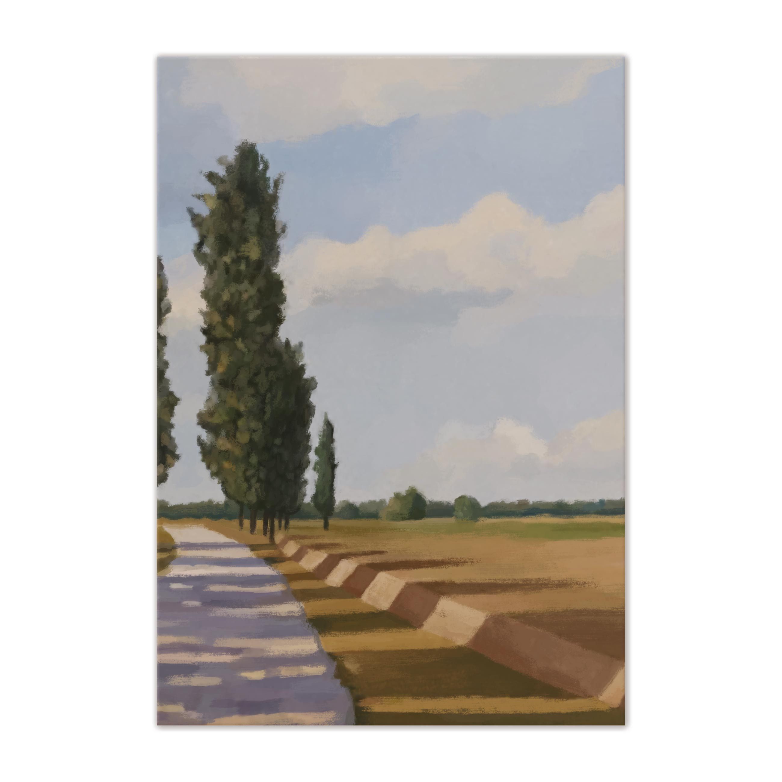 Wallarena Leinwandbild Natur Art Gemalt Feldweg günstig online kaufen