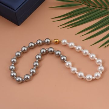 DTC GmbH Perlenkette Positive runde hervorgehobene Off-White Amalgamierungs-Halskette (Für sich selbst, für die Schönheit!, 1-tlg)