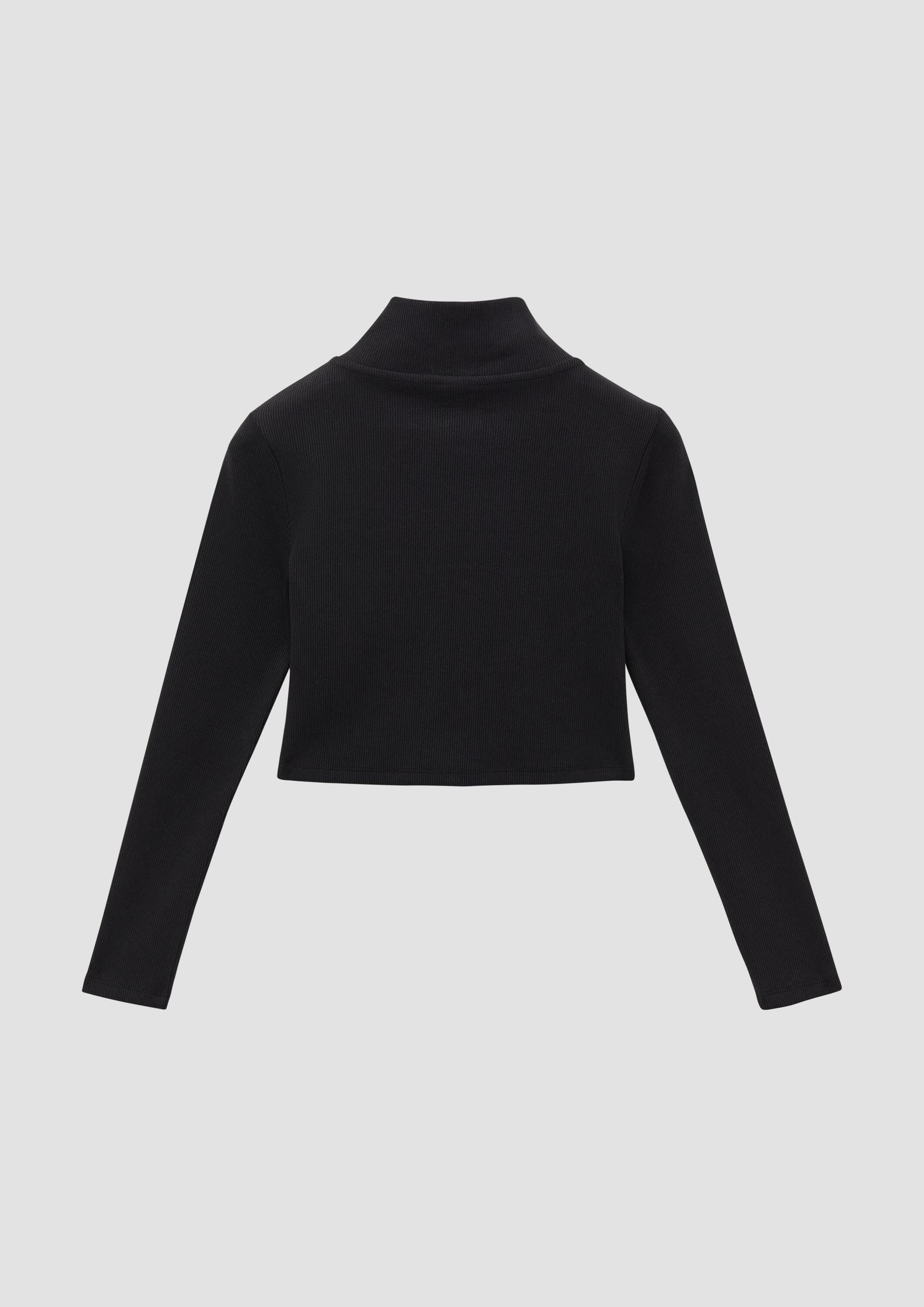 s.Oliver Sweatjacke Sweatshirt Jacke Kurze Sweatjacke im Slim Fit aus Rippware