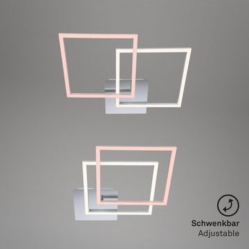 Briloner Leuchten LED Deckenleuchte 3210-018, dimmbar, schwenkbar, Speicherfunktion, LED fest verbaut, Warmweiß, Deckenlampe, 62x36,8x7,3cm, Chrom-Alu, 24W, Wohnzimmer, Schlafzimmer