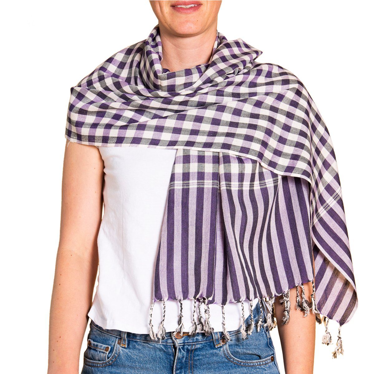 PANASIAM Karotuch Krama Schal aus gewebter Baumwolle in verschiedenen Designs, traditioneller kambodschanisches Tuch bis 95 Grad waschbar