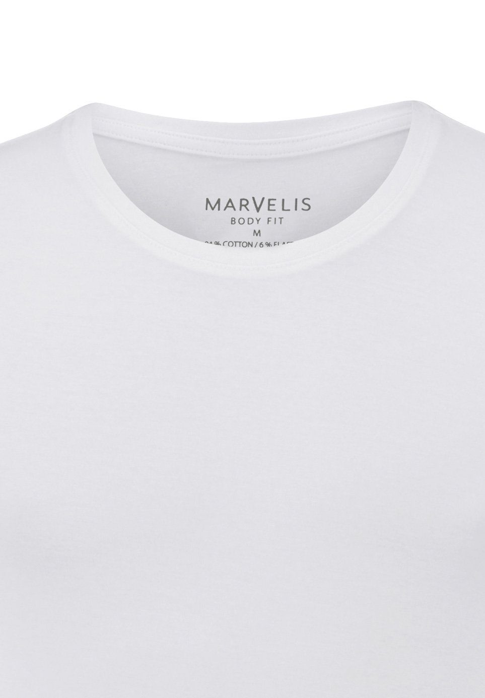 Unterziehen zum Fit - Rundhals Rundhalsshirt Doppelpack Body Weiß - (2-tlg) MARVELIS - Ideal T-Shirt