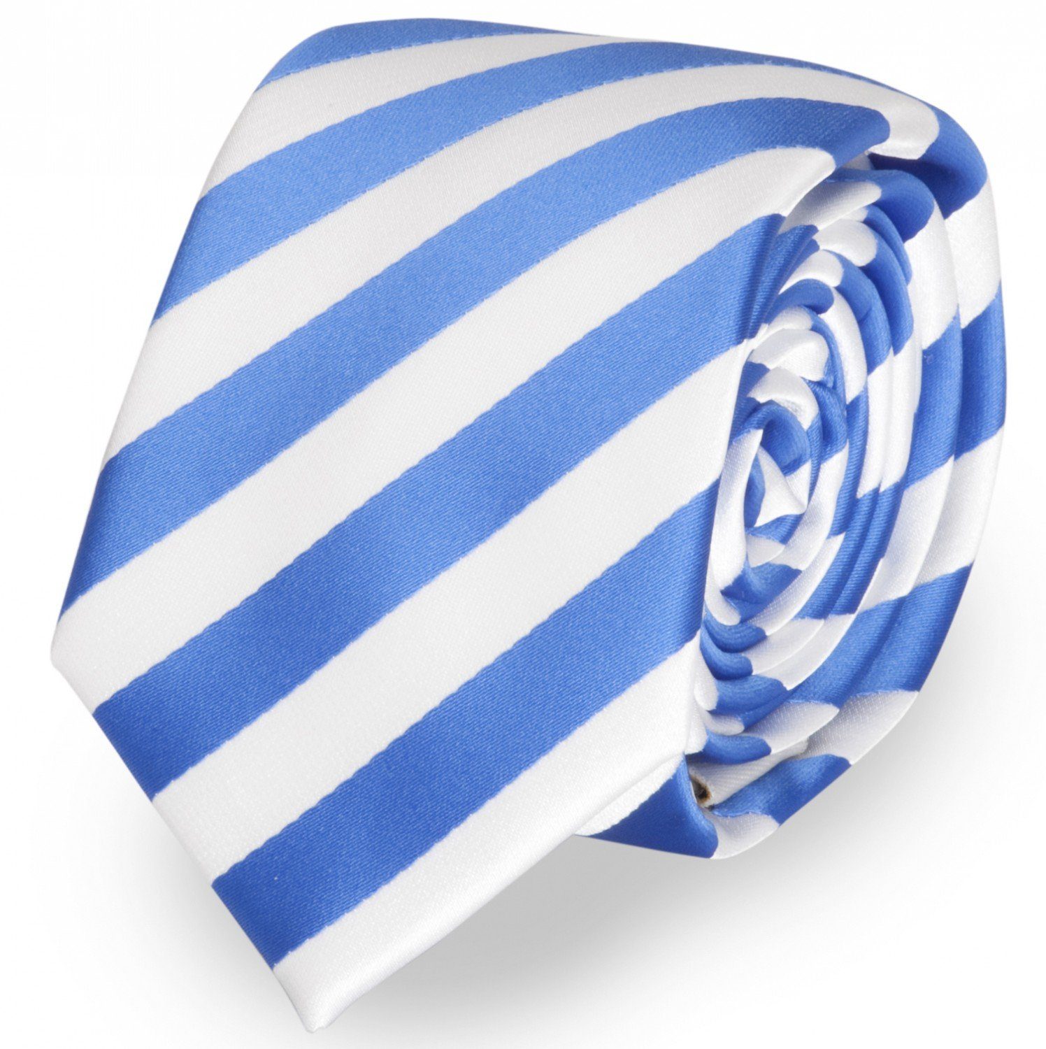 Fabio Farini Krawatte gestreifte Herren Krawatte - Tie mit Streifen in 6cm oder 8cm Breite (ohne Box, Gestreift) Schmal (6cm), Blau/Weiß | Breite Krawatten